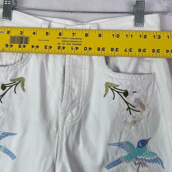 7 For All Mankind Jeans Womens 24 Easy White Straight Ankle floral Embroidery - Picture 6 of 16